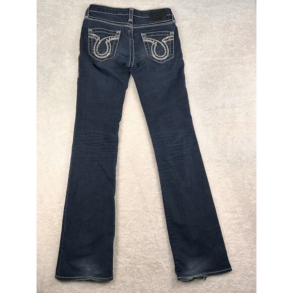 Big Star Vintage Jeans Womens 26XL Liv Boot Dark Wash Distressed Denim Low Rise - Picture 2 of 9